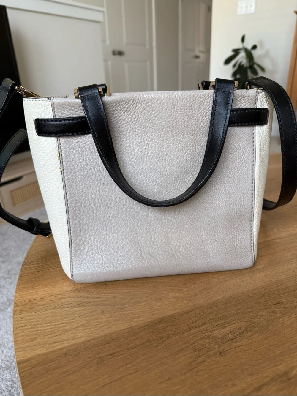 Kate Spade Houston Street Grey Taupe White Two Tone Satchel Handbag